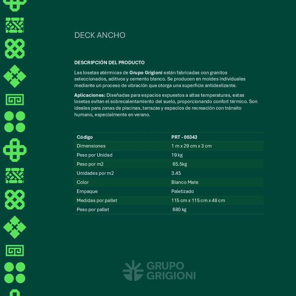 Loseta Atérmica Deck Ancho